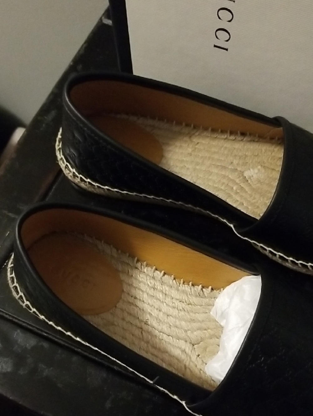 Gucci Black Quilted Leather Espadrille Flats - Picture 8 of 13